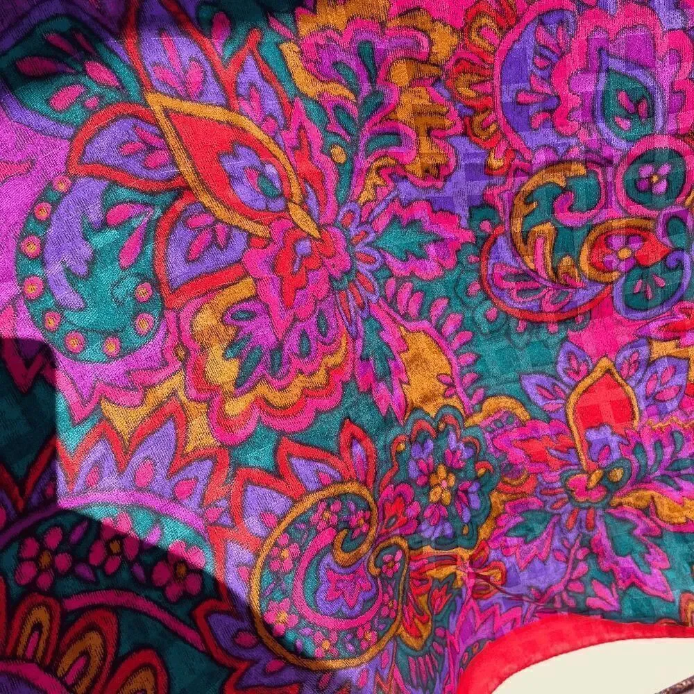 Vintage Jacques Vert Oversized Paisley Scarf Wrap Made in Italy 30% Silk